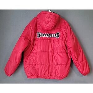 NFL Tampa Bay Buccaneers Pro Line Puffer Jacket Red L Hooded • EUC